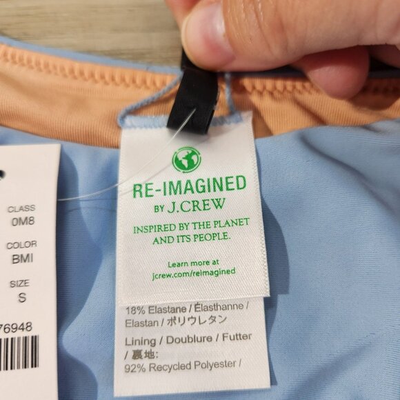 J Crew Blue Curved Waist Cheeky Bikini Bottom BC125 New With Tags Womens Size S - Picture 9 of 16